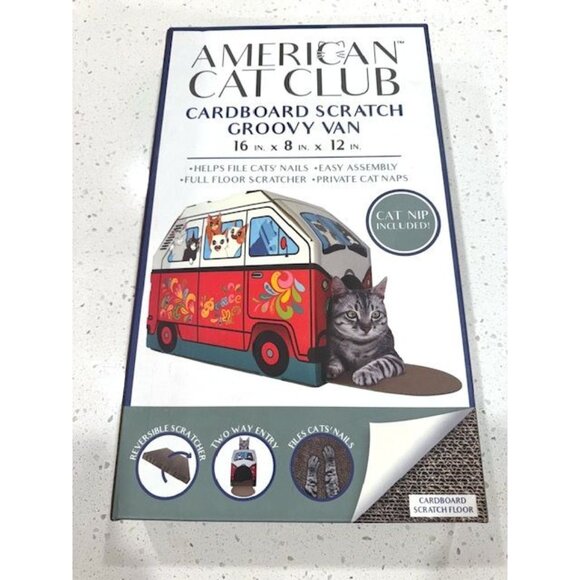 NWT American Cat Club Cardboard Scratch Groovy Van w/ Catnip Scratcher - Picture 2 of 6